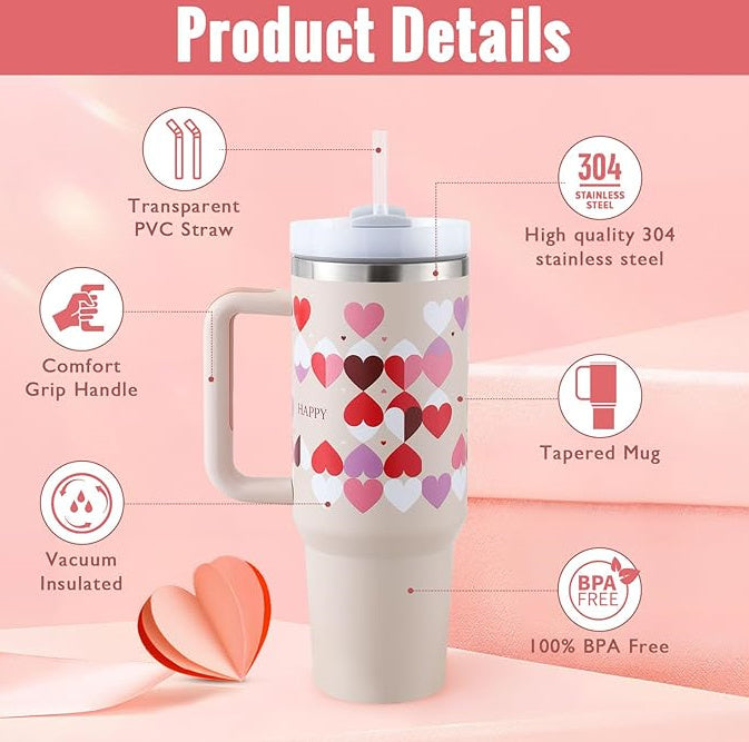 Vaso térmico con asa y tapa anti-derrames (1.200 ML / 40 Oz)
